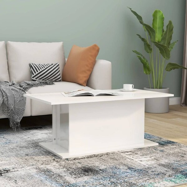 Coffee Table High Gloss White 102x55.5x40 cm Engineered Wood vidaXL
