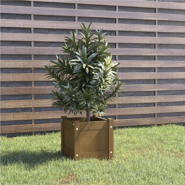 Garden Planter Honey Brown 31x31x31 cm Solid Pinewood vidaXL