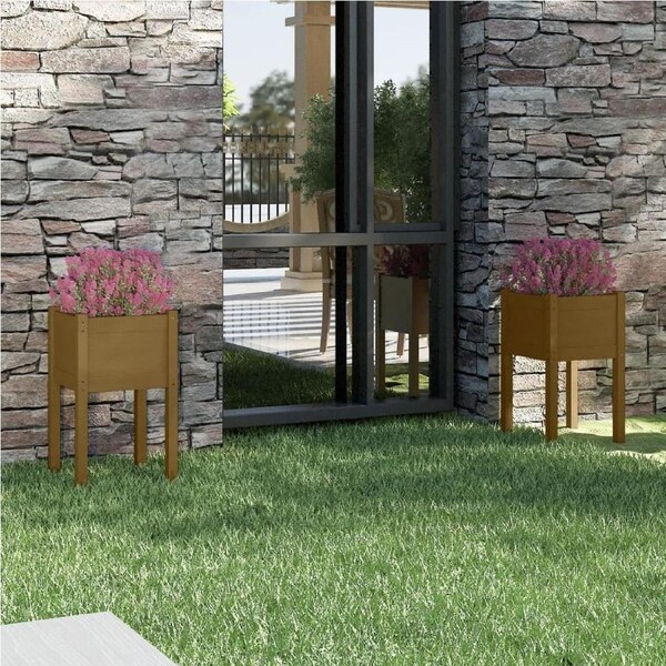 Garden Planters 2 pcs Honey Brown 40x40x70 cm Solid Pinewood vidaXL
