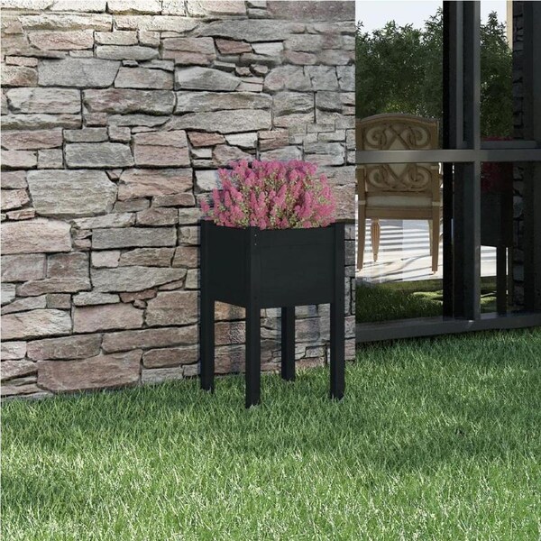 Garden Planter Black 40x40x70 cm Solid Pinewood vidaXL