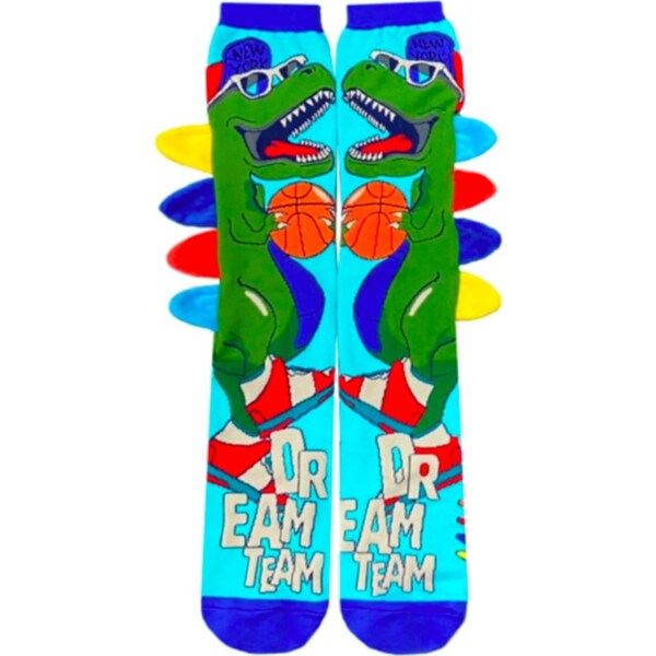 MADMIA Dinosaur Kids & Adults Long Knee High Socks - Boy’s Pair - Blue/Green