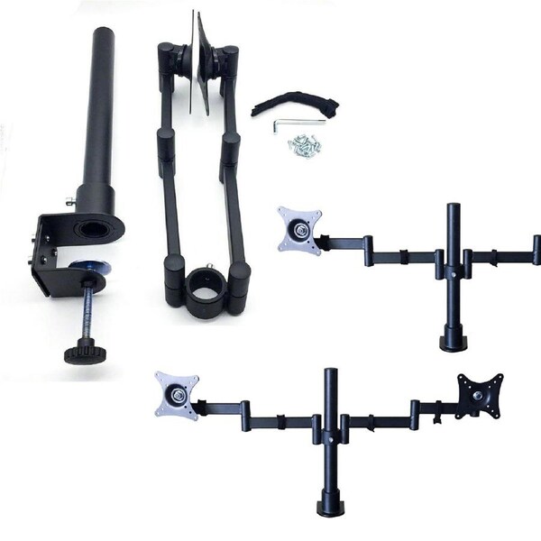 2x Dual Screen Monitor Stand 13"-29" TV Bracket Computer Display Desk Mount Holder