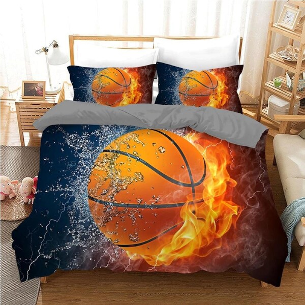 Basketball Quilt Doona Duvet Cover Pillow Case Set Single, 1 Pillow Case