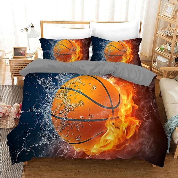 Basketball Quilt Doona Duvet Cover Pillow Case Set King, 2 Pillow Cases