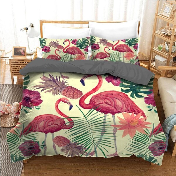 Flamingo Tropical Quilt Doona Duvet Cover Pillow Case Set Single, 1 Pillow Case
