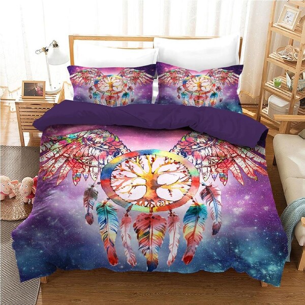 Galaxy Wings Dream Catcher Quilt Doona Duvet Cover Pillow Case Set King, 2 Pillow Cases