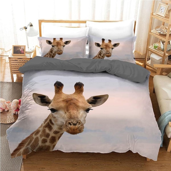 Giraffe Quilt Doona Duvet Cover Pillow Case Set King, 2 Pillow Cases