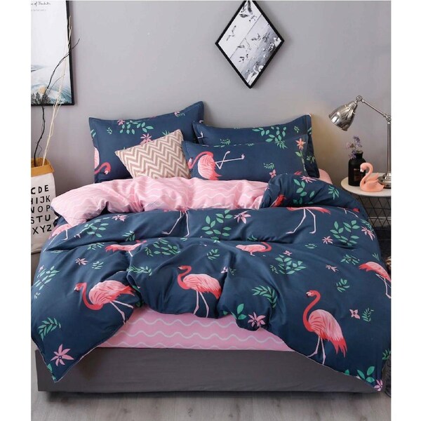Flamingo A Quilt Doona Duvet Cover Pillow Case Set King, 2 Pillow Cases