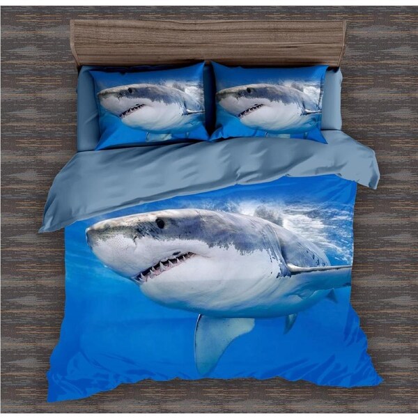 Shark Quilt Doona Duvet Cover Pillow Case Set Single, 1 Pillow Case