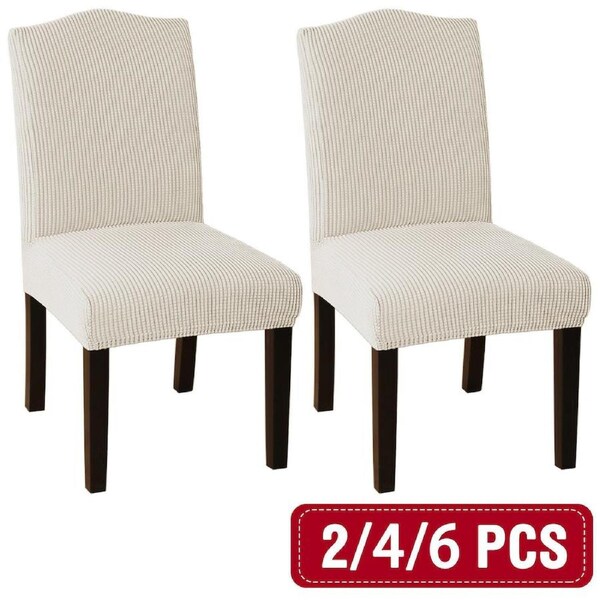 Dining Chair Covers Stretch Jacquard Parson Chair Slip Covers Washable 2/4/6 PCS 2 PCS / Natural