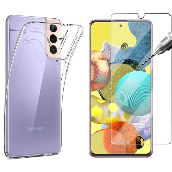 For Samsung Galaxy S22 Phone Case Cover and Tempered Glass Screen Protector