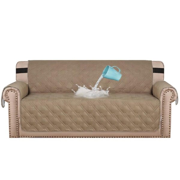 100% Waterproof Sofa Slipcover Non slip Sofa Couch Cover Pet Friendly Quilted Three Seater: 173cm x 191cm / Black