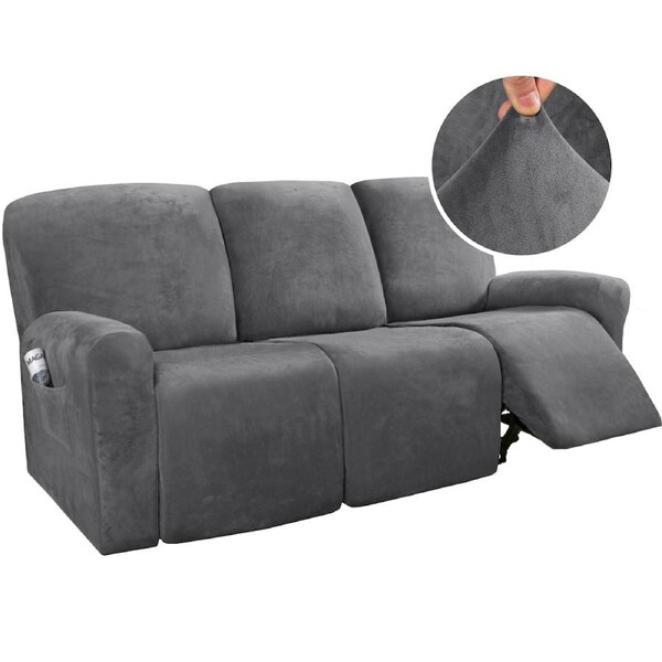Recliner Sofa Cover for 2/3 Seater Velvet Couch Covers for Reclining Couch Cover 3 Seater / Navy
