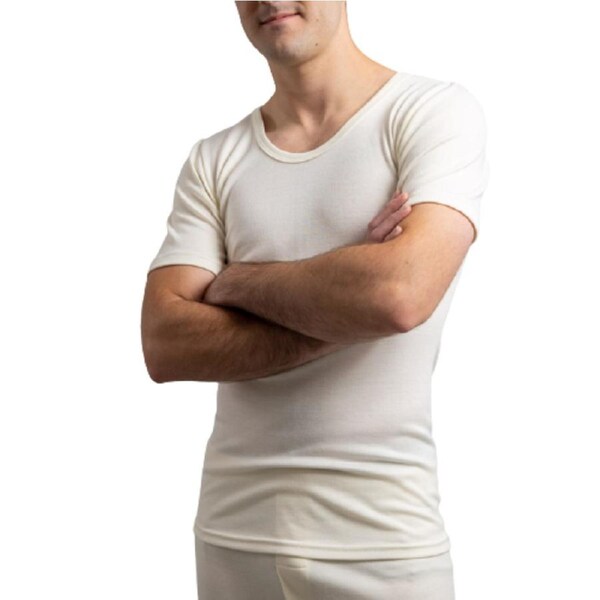 Mens Merino Wool Blend Short Sleeve Thermal Top Underwear Thermals Base Layer Small