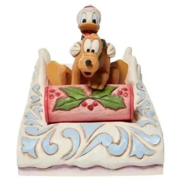 Jim Shore Disney Traditions - Donald & Pluto Sledding - A Friendly Race