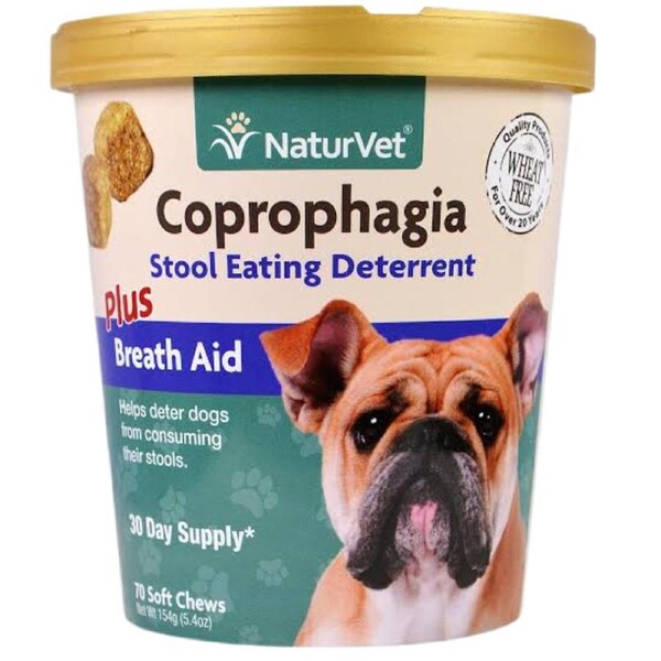NaturVet Coprophagia Stool Eating Deterrent Plus Breath Aid, 70 Soft Chews