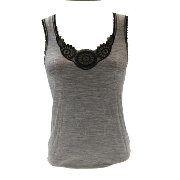 MERINO SKINS Ladies Dianthe Tank Top Thermal Merino Wool Rich Thermals - Soft Grey Marle L (AUS 16)