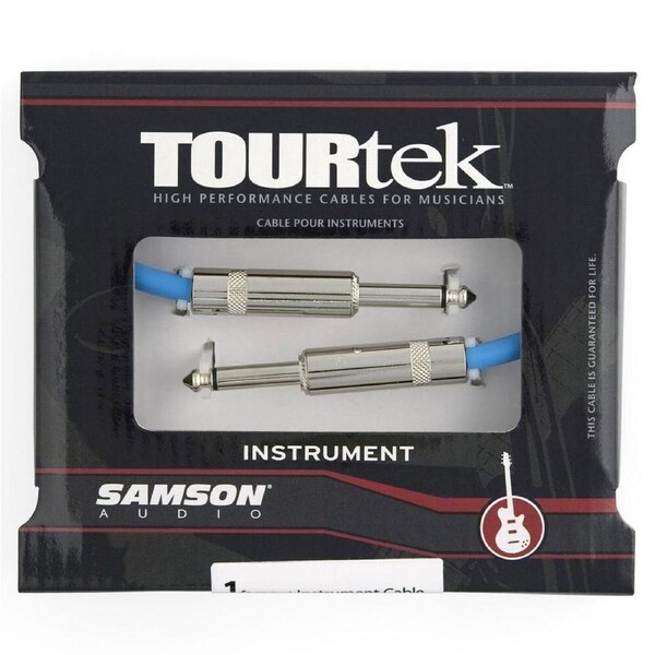 Tourtek 0.35m Instrument Cable Male Jack Lead Connector Extension Cord Black