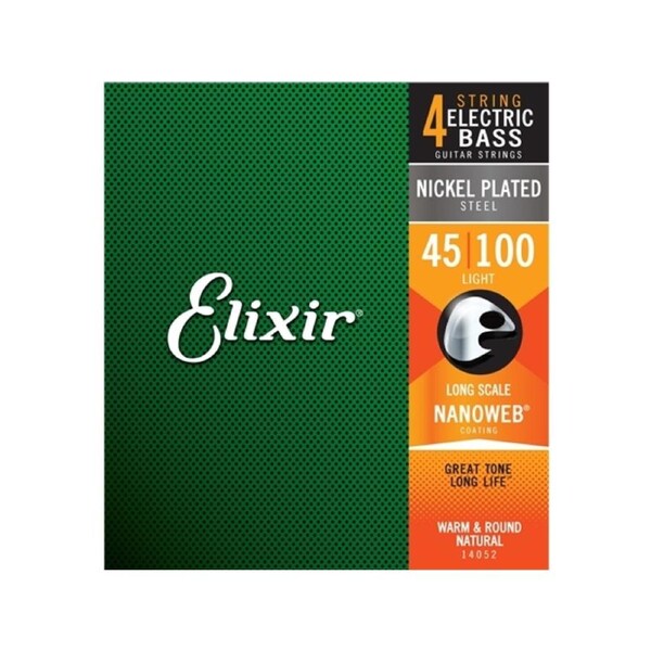 Elixir #14052 Bass 4 Strings Nanoweb Coating Nickel Plated Steel 45-100 Light