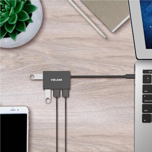 Volans Aluminium USB-C to 4-Port USB 3.0 Hub [VL-HB04S-C2]