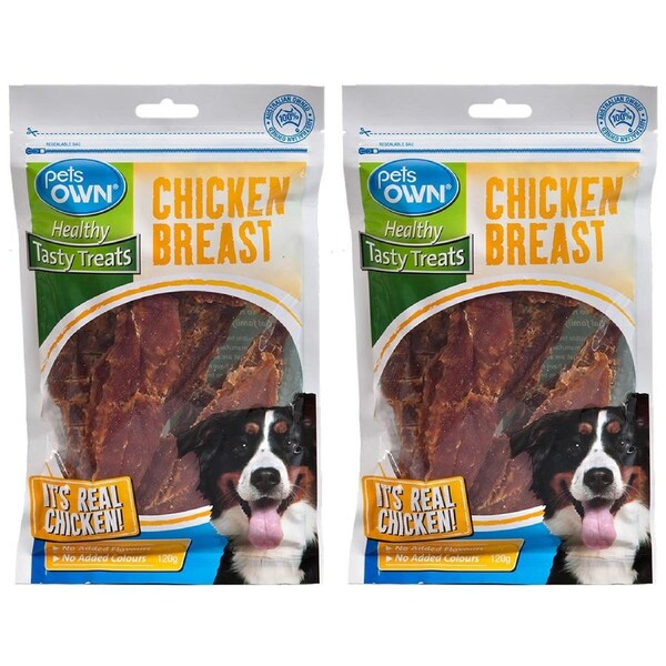 2x Pets Own Chicken Breast Healthy Food Tasty Dog/Pet Treats/Snacks/Rewards 120g