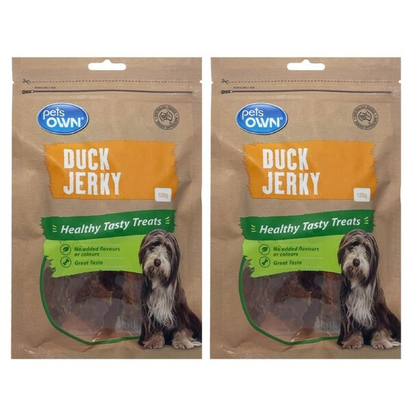 2x Pets Own Duck Jerky Healthy Chews Tasty Dog/Pet Treat/Food/Rewards/Snack 120g
