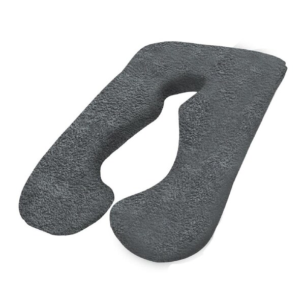 Aus Made Teddy Bear Fleece Super Warm Soft Pregnancy Nursing Sleeping Body Pillow Light Grey