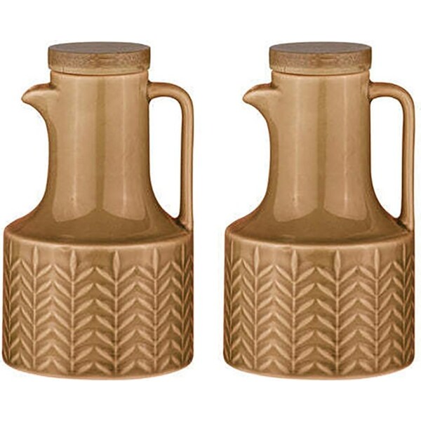 Ladelle Heath Caramel 300ml Oil & Vinegar Bottle Container Dispenser/Pourer Set
