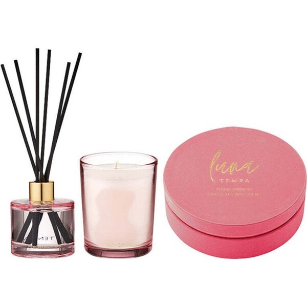 Tempa Luna Peach Orchard Candle/Reed Diffuser Scent Home Fragrance Décor Set