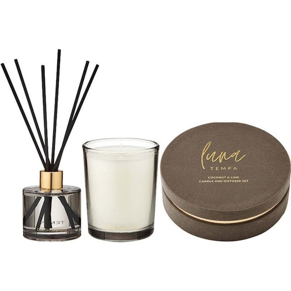 Tempa Luna Coconut & Lime Candle/Reed Diffuser Scent Home Fragrance Décor Set