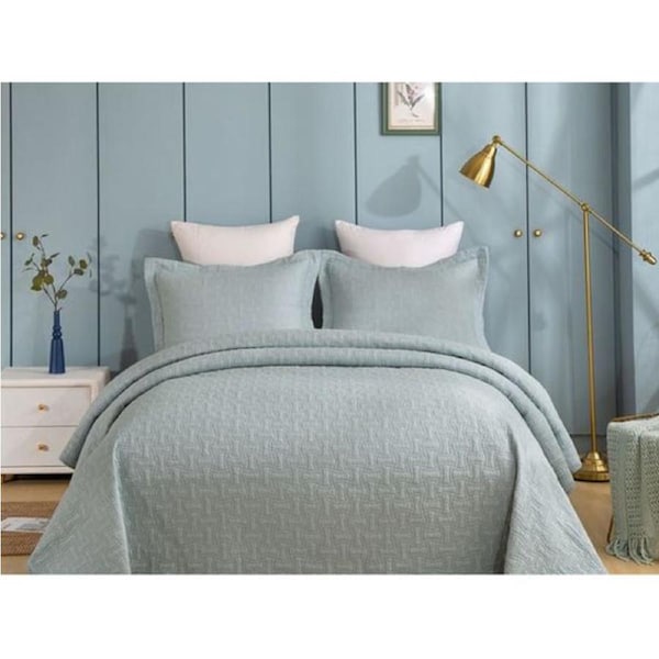 French Country Patchwork Bed Quilt Jade Large Throw Coverlet