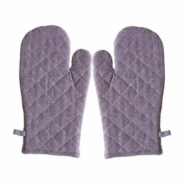 Rans Kitchen Cooking Oven Gloves Set of 2 Herringbone Black Pot Mitts