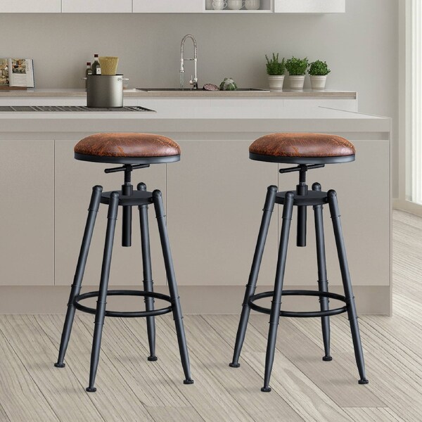 Levede Bar Stool Swivel Vintage Industrial Wood 4 pcs / Zena