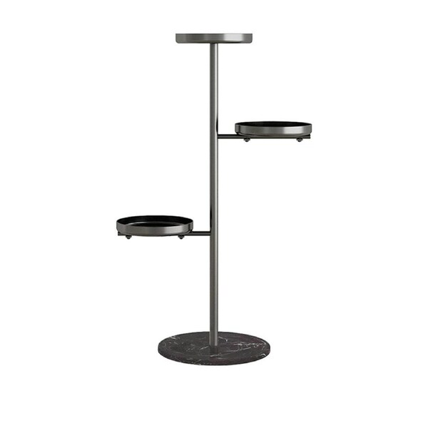 SOGA 3 Tier Black Round Plant Stand Flowerpot Tray Display Living Room Balcony Metal Decorative Shelf