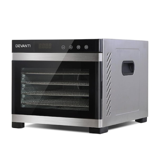 Devanti 6/10 Trays Food Dehydrators Stainless Steel Jerky Dehydrator Fruit Dryer 6 Trays