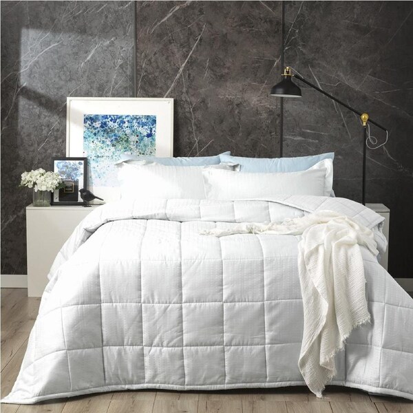 Ddecor Home Binary Super King Bed Comforter Set 500TC Cotton Jacquard White