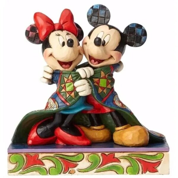 Jim Shore Disney Traditions - Mickey And Minnie Mouse Wrapped In Quilt Figurine