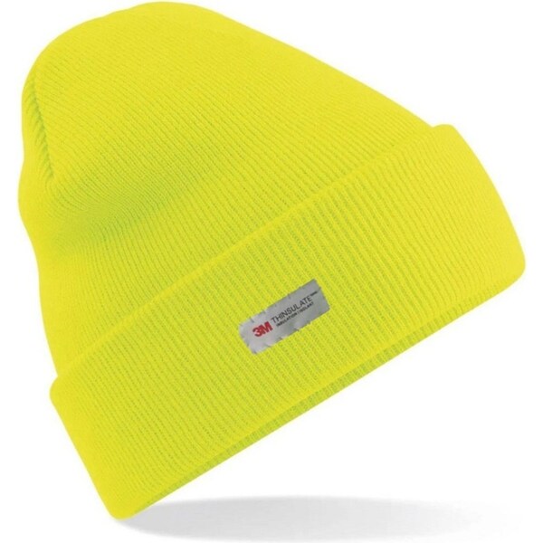 Dents 3M THINSULATE Pull On Beanie Hat Thermal Work High Visibility - Neon Yellow