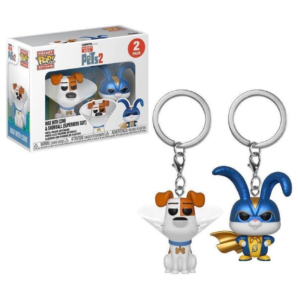 2PK Pop! Funko Max & Snowball Keychain Collectable Fun Accessory Toy 3y+