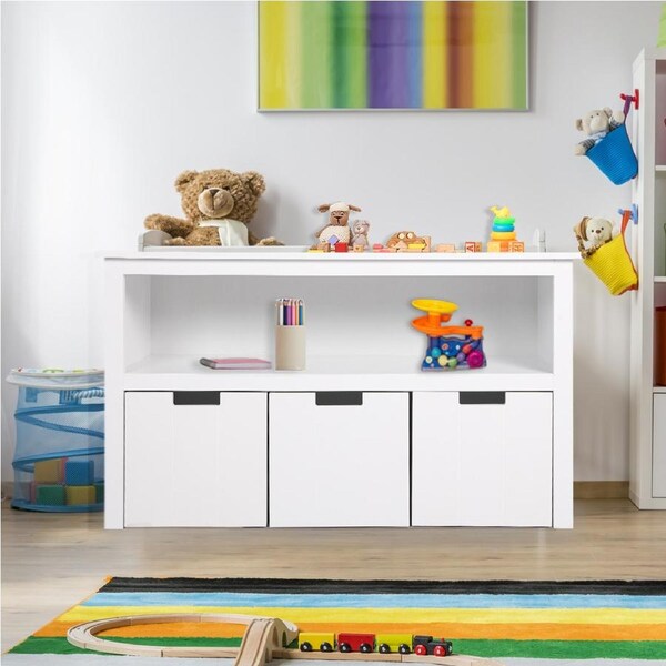 Levede Kids Bookcase Toy Storage Organiser w/ 3-Drawer Cabinet 95.5x61x33cm