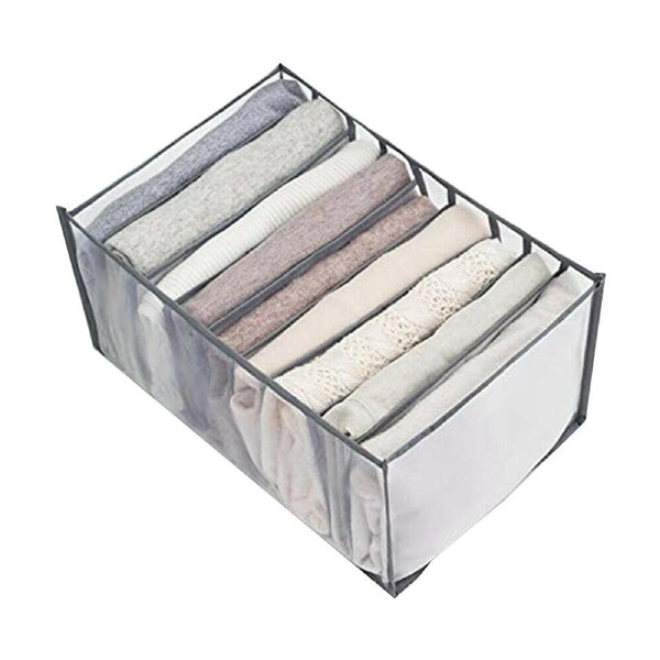 9-Grid Mesh Wardrobe Organizer Storage Bag Clothes Pants Drawer Foldable Boxes