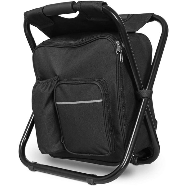 Backpack Cooler Chair ,Portable Folding Seat Stool, Lightweight Fishing Stool Outdoor Gear for Camping, Travel, Hiking, Beach, Picnic,400 LBS Capacity(Black)