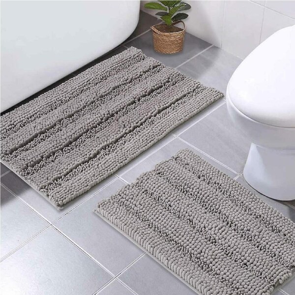 Light grey bath mats shower rugs slip-resistant mats 50x80cm&43x61cm