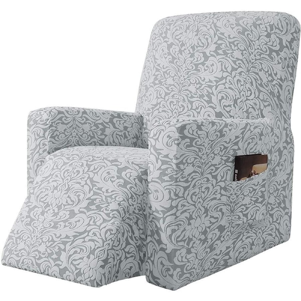 Stretch Rocking Recliner Silpcover with Side Pocket, Light Smoky Gray