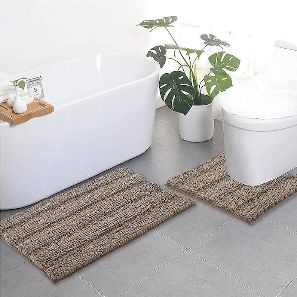 Taupe bathroom rugs, contour rug sets (50x80cm&50x50cm-U Shaped)