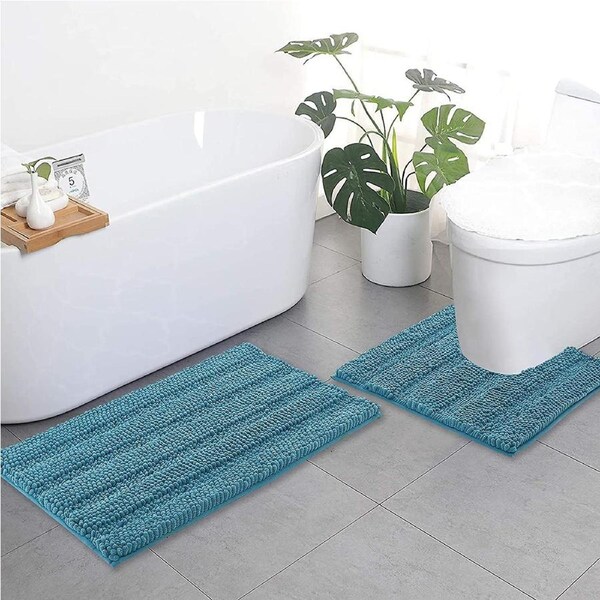Turquoise bathroom rugs, contour rug sets (50x80cm&50x50cm-U Shaped)