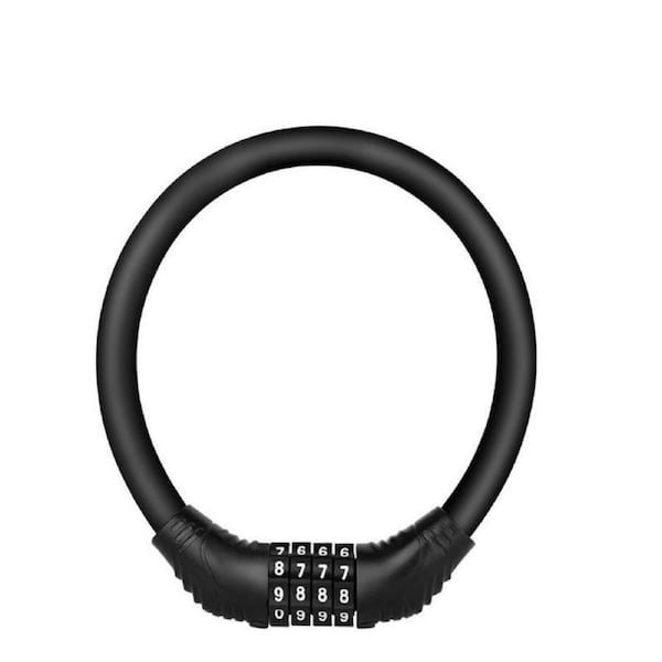 Bike Lock 4-Digit Resettable Mini Combination Password Lightweight Bike Lock 11 cm Diameter (Black) -