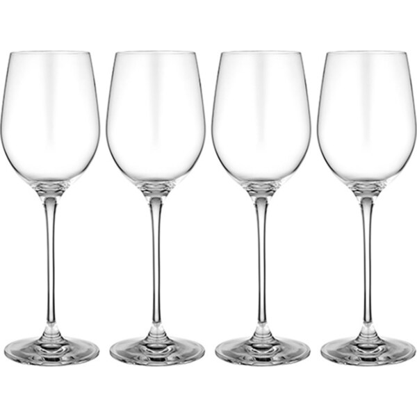 4pc Tempa Quinn 385ml White Wine Crystal Stem Glass Set Drinking Glassware Clear