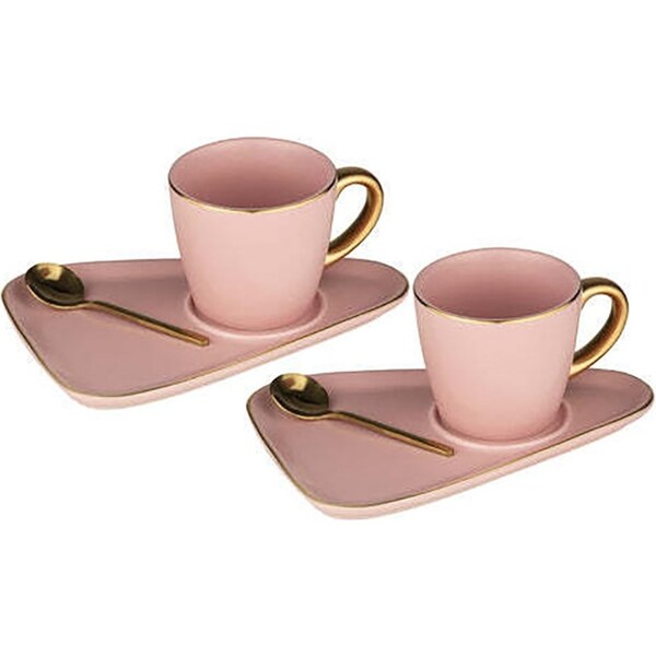 6pc Tempa Asteria 80ml Espresso Coffee Mug Cup/Plate Saucer/Teaspoon Set Pink