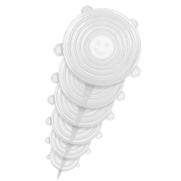 6pcs Silicone Stretchable Lids - Transparent Round Shape